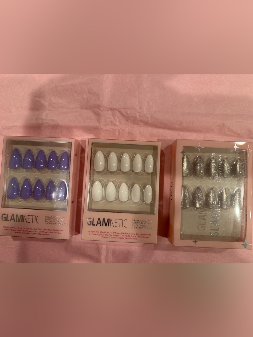 Glamnetic 3 set almond press-on nails